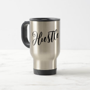 Taza De Viaje Motivacional "Hustle" Moderno Script Travel Mug