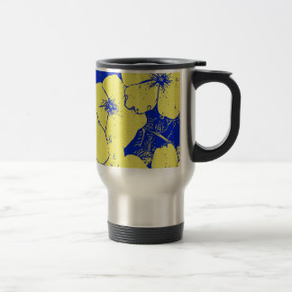 Taza De Viaje Motivo Amarillo Azul Floral Brillante