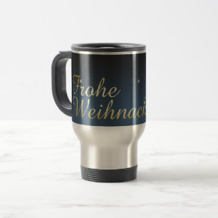 Taza De Viaje Motivo navideño azul con árbol de Navidad dorado