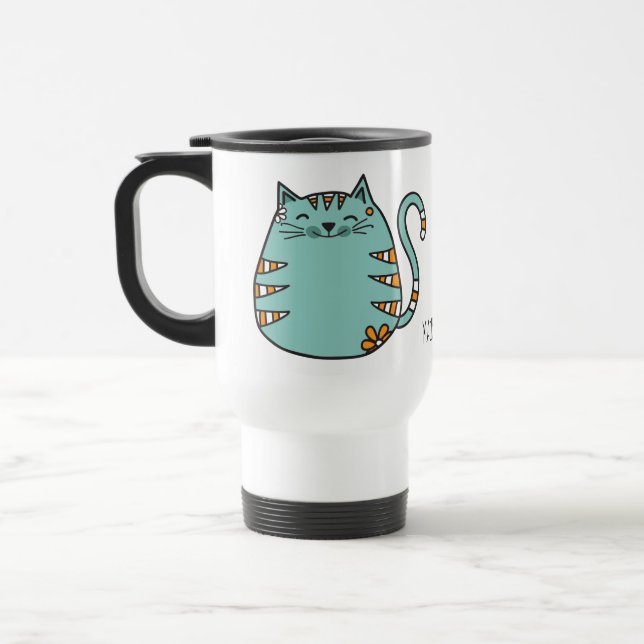 Taza De Viaje Muertes de nombres personalizados de Happy Cat (Izquierda)