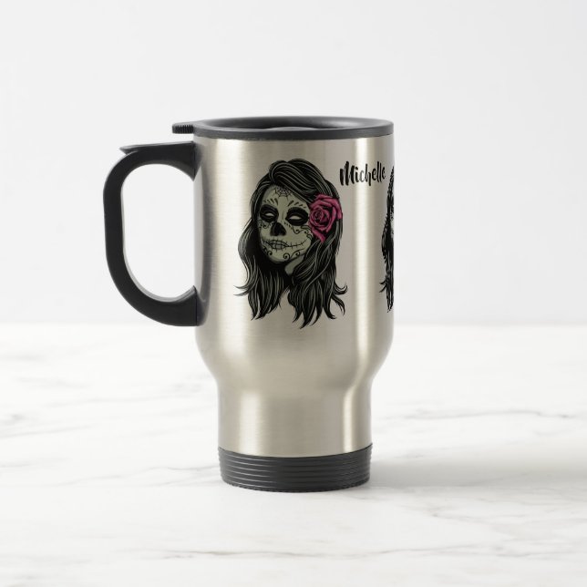 Taza De Viaje Muertes de nombres personalizados de mujeres zombi (Izquierda)
