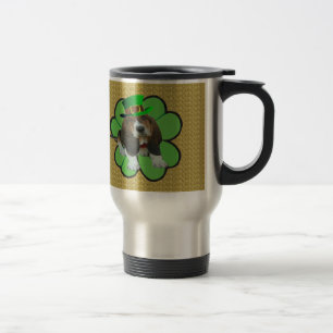 Taza De Viaje Mug Baby Basset Hound Happy St. Patrick's Clover