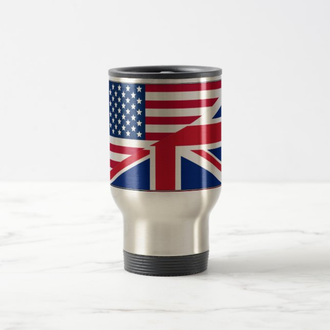 Taza De Viaje Mug de bandera británica y estadounidense de doble (Centro)