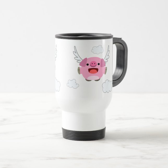 Taza De Viaje Mug. de cerdo de Personalizado volador (Anverso derecho)