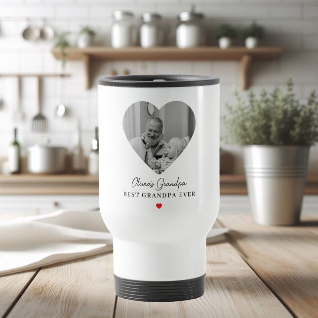 Taza De Viaje Mug de fotos de abuelo personalizado | Mejor abuel (Subido por el creador)