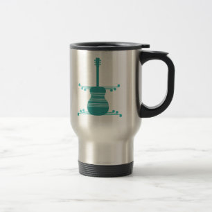 Taza De Viaje Mug de guitarra retro, Verde azulado
