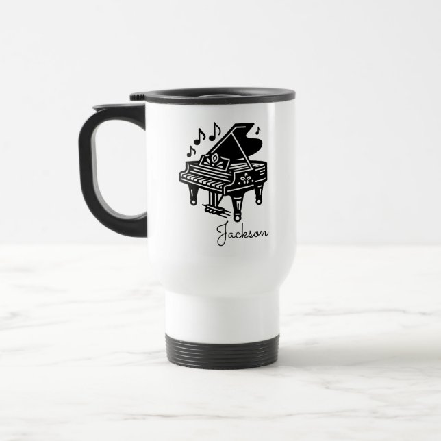 Taza De Viaje Mug de piano grande personalizado - Nombre persona (Izquierda)