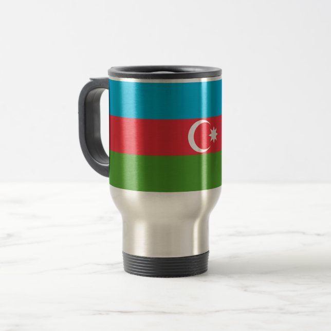 Taza De Viaje Mug de viaje con bandera de Azerbaiyán (Anverso izquierdo)