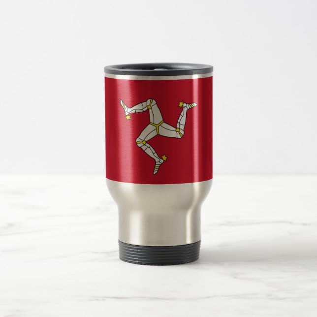 Taza De Viaje Mug de viaje con la bandera de la Isla de Man (Centro)