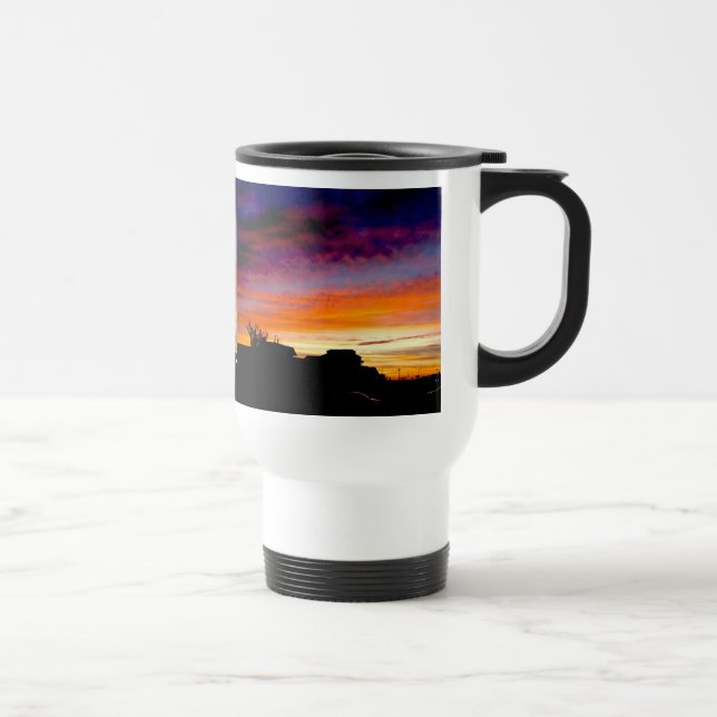 Taza De Viaje Mug de viaje con manija y fotografía de atardecer (Derecha)
