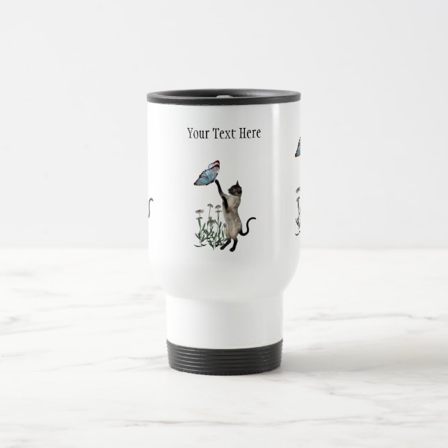Taza De Viaje Mug de viaje de la mariposa gata siamesa (Centro)