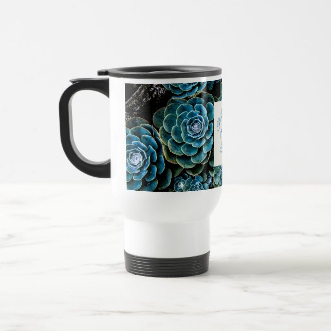 Taza De Viaje Mug de viaje del sofá azul - Suculentas (Izquierda)