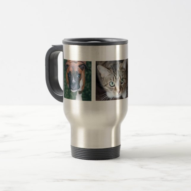 Taza De Viaje Mug de viaje fotográfico multiMascota personalizad (Anverso izquierdo)