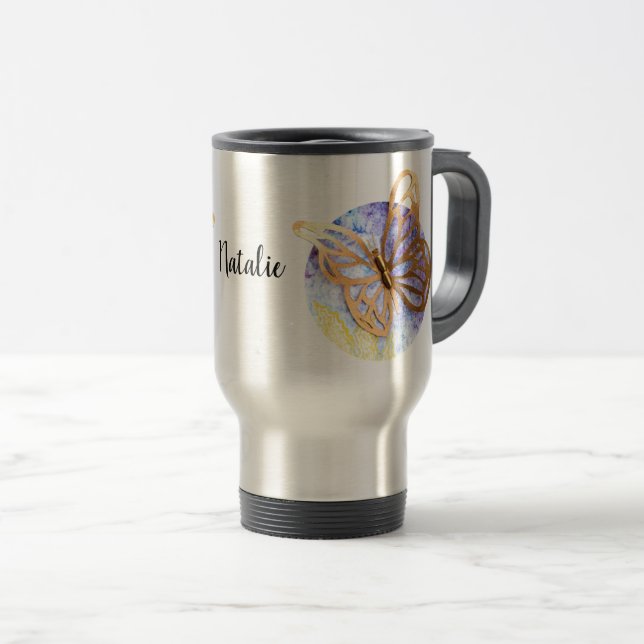 Taza De Viaje Mug de viaje personalizado con mariposa (Anverso derecho)
