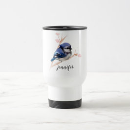 Taza De Viaje Mug de viaje personalizado Cute Blue Jay Bird