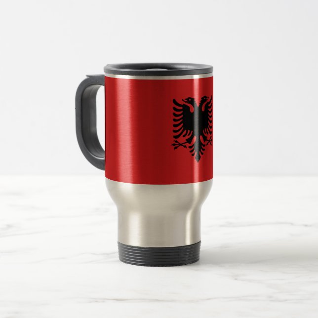 Taza De Viaje Mug de viajes con bandera de Albania (Anverso izquierdo)
