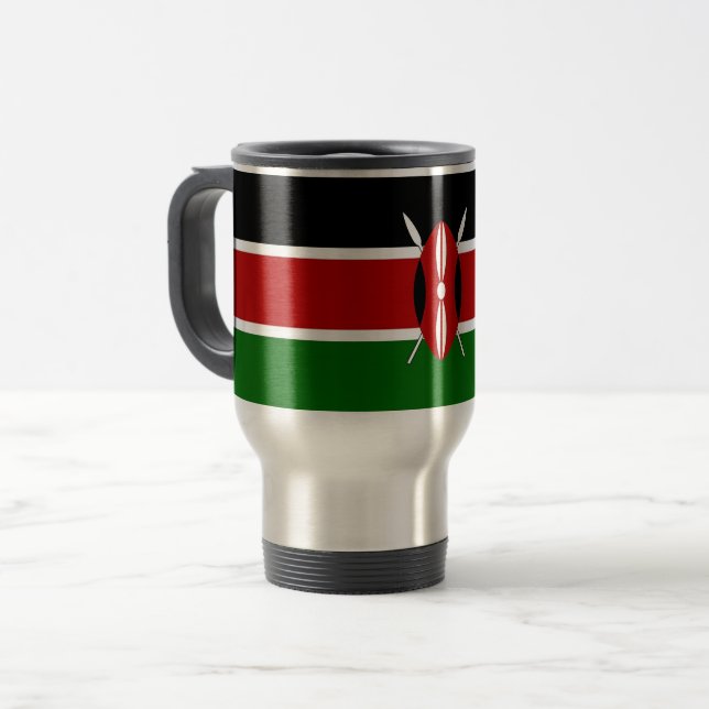 Taza De Viaje Mug de viajes con bandera de Kenia (Anverso izquierdo)