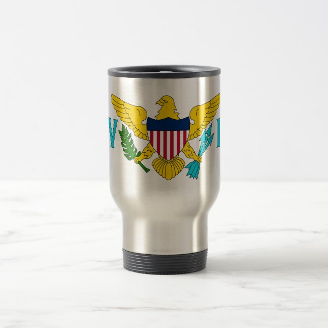 Taza De Viaje Mug de viajes con bandera de las Islas Vírgenes -  (Centro)