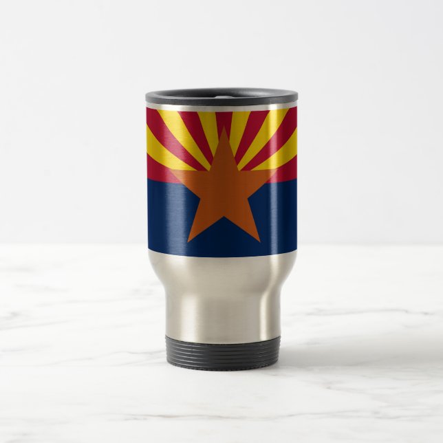 Taza De Viaje Mug de viajes con bandera del estado de Arizona -  (Centro)