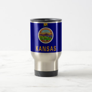 Taza De Viaje Mug de viajes con bandera del estado de Kansas - E