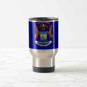 Taza De Viaje Mug de viajes con bandera del estado de Michigan -