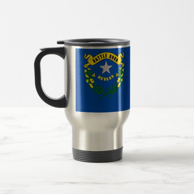 Taza De Viaje Mug de viajes con bandera del estado de Nevada - E (Izquierda)