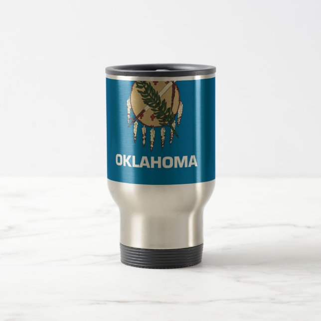 Taza De Viaje Mug de viajes con bandera del estado de Oklahoma - (Centro)