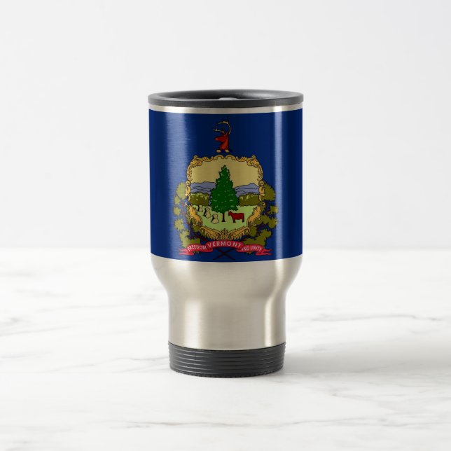 Taza De Viaje Mug de viajes con bandera del estado de Vermont -  (Centro)