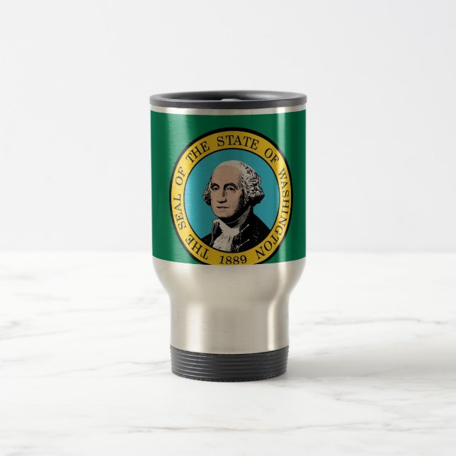 Taza De Viaje Mug de viajes con bandera del estado de Washington (Centro)