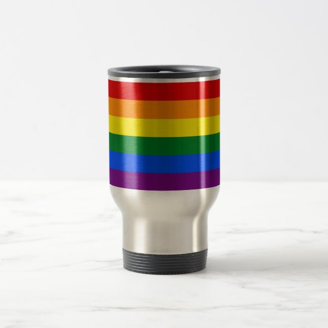 Taza De Viaje Mug de viajes con bandera LGBT arcoiris (Centro)