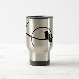 Taza De Viaje Mug de viajes - Hummingbird y Sun en Silhouette