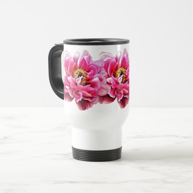 Taza De Viaje Mug de viajes - Peonies rosados (Anverso izquierdo)