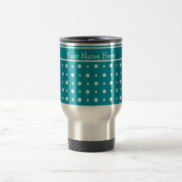 Taza De Viaje Mug de viajes personalizado, puntos de polka, blan