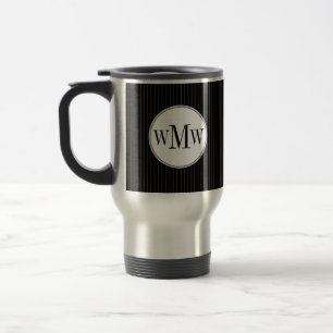 Taza De Viaje Mug. monograma negro de pinzas