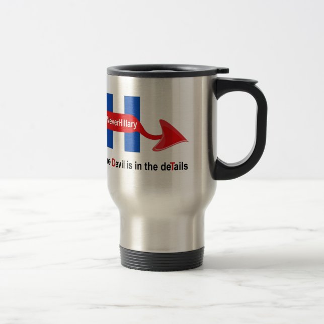 Taza De Viaje Mug Never Hillary Devil Details (Derecha)
