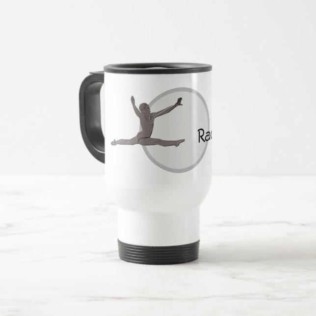 Taza De Viaje Mug - Silhouett de gimnasta con nombre (Anverso izquierdo)
