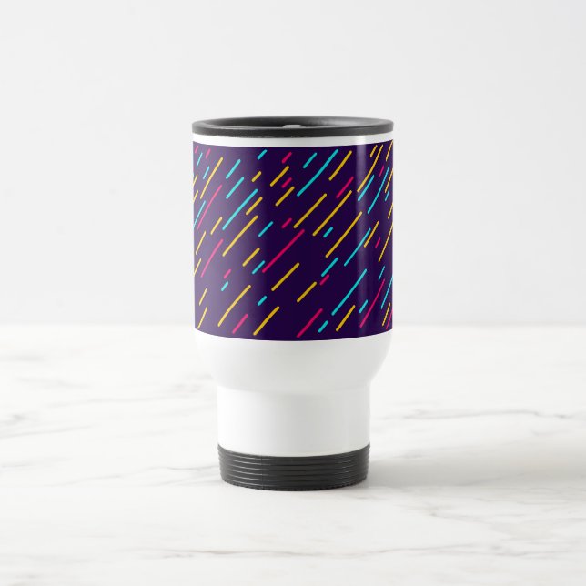 Taza De Viaje Mugre blanca de viaje con diseño morado. (Centro)