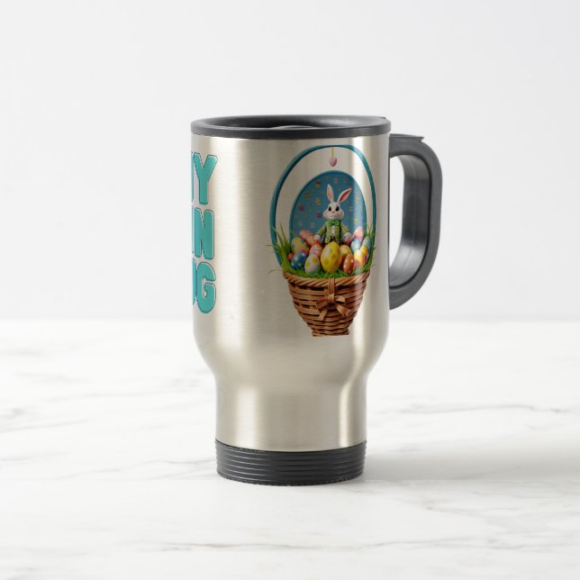 Taza De Viaje Mugre de Pascua, conejito, huevos (Anverso derecho)