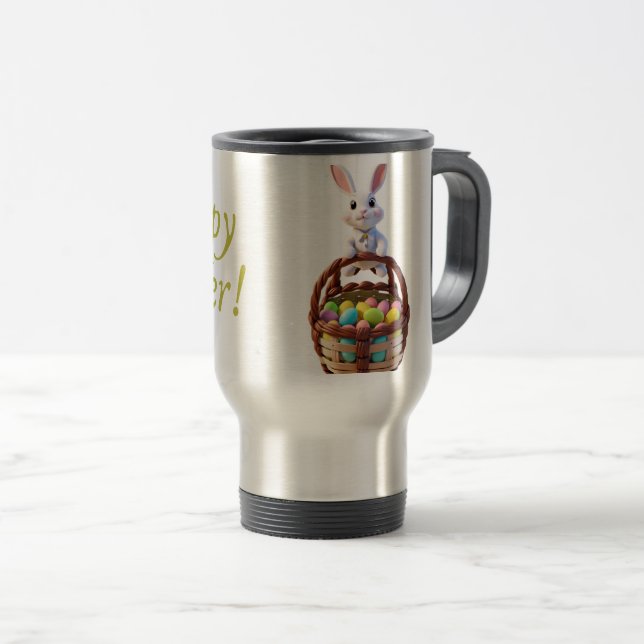 Taza De Viaje Mugre de Pascua, conejito, huevos (Anverso derecho)
