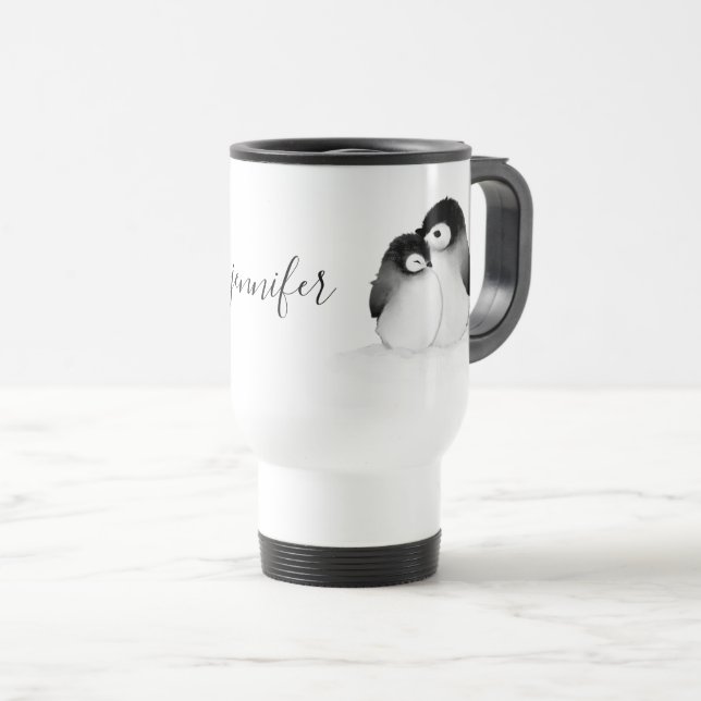 Taza De Viaje Mugre de viaje personalizada para pingüinos (Anverso derecho)