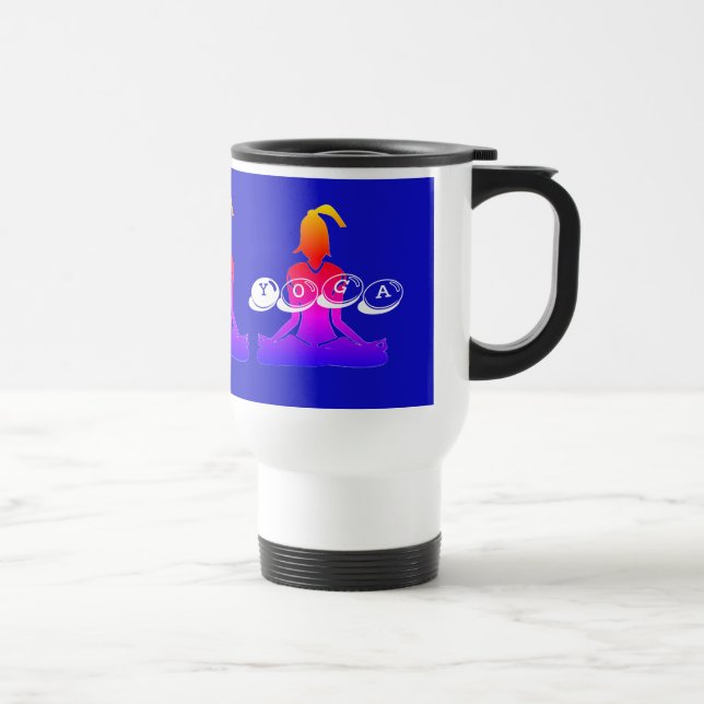 Taza De Viaje Mugre de viajero de Java Yoga blanco y azul para v (Derecha)
