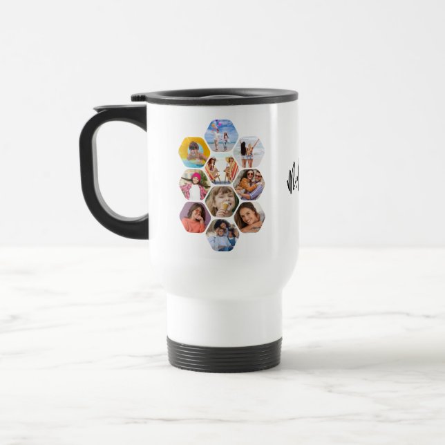 Taza De Viaje MultiCollage de fotos simple moderno personalizado (Izquierda)