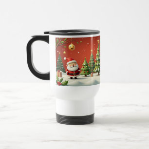 Taza De Viaje Mundo Mágico de Navidad con Santa y Árboles
