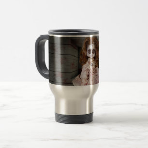 Taza De Viaje Muñeca de porcelana vintage embrujada de SlipperyJ