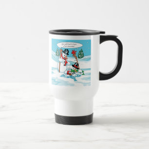 Taza De Viaje Muñeco de nieve divertido con el dibujo animado
