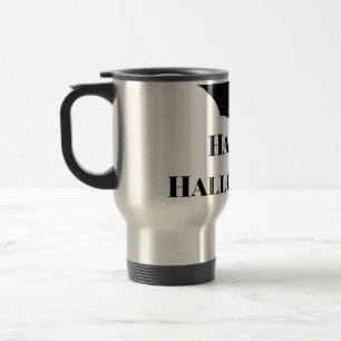 Taza De Viaje Murciélago negro feliz Halloween agregar texto nom