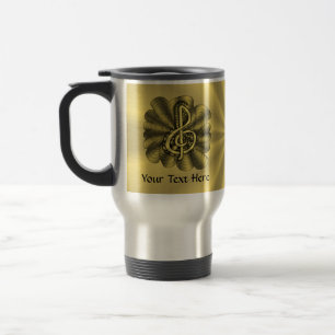 Taza De Viaje Music Treble Clef Gold Personalizado