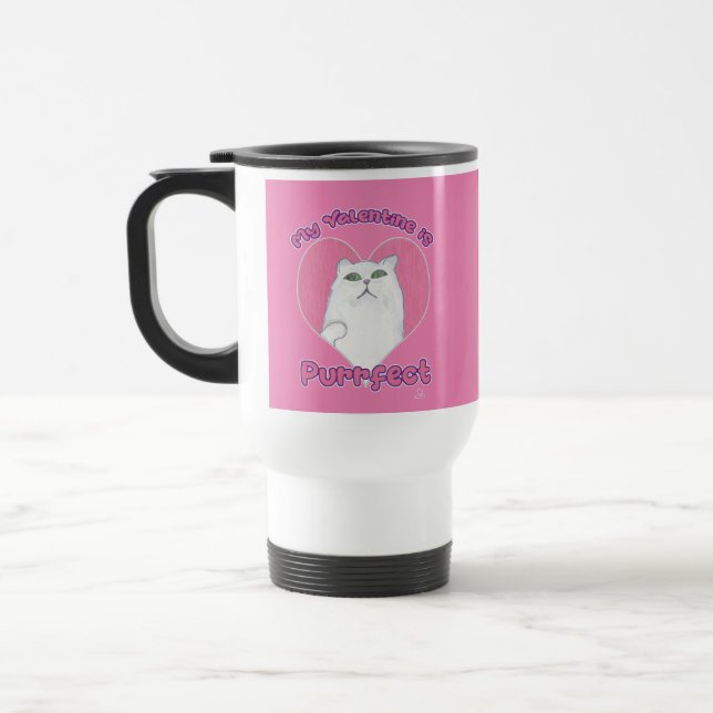 Taza De Viaje My Valentine is Purrfect Cute Cat Love Design (Izquierda)