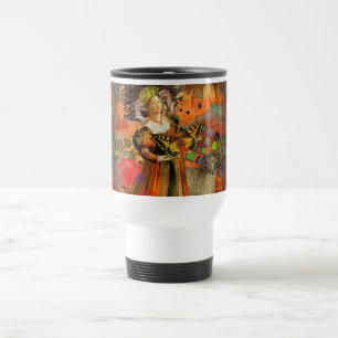 Taza De Viaje Naranja Aries Mujer: Collage de arte gótico ram an