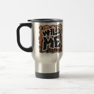 Taza De Viaje Naranja caliente y papel negro de tigre salvaje
